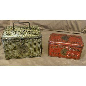 Lot Of 2 Pattersons Seal Cut Plug W/handle & Central Union Cut Plug Tobacco Tins